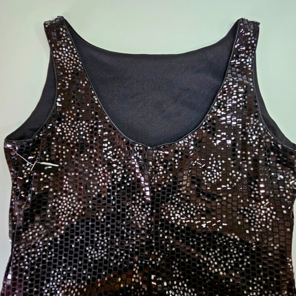 NEW Robert Louis Black Sparkle Sequin Sheath Dress 12 - Picture 2 of 7